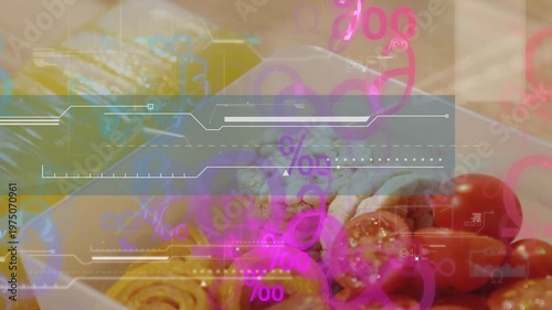 Animation of networks of connections and data processing over spain male and clouds