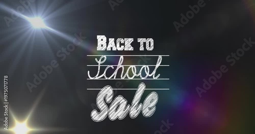 Animation of back to school sale text on black background