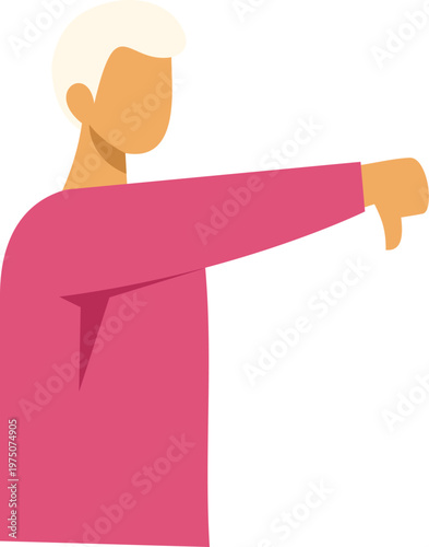 Person making a gesture of dislike, rejection, or negative feedback