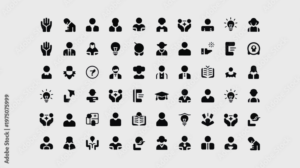 Fototapeta premium Set of 60 Black User Profile People Icons Vector