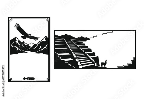 Llama mountain gate emblem in circle