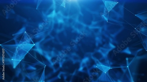 Futuristic Digital Network Background. Abstract Plexus Interweaving Lines and Dots. Zoom in 3D animation. Cybersecurity, Big Data Analytics, Infrastructure, Sci-Fi Concept.