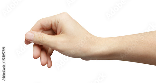 Tableau sur toile Human hand showing pinch gesture with fingers close together, isolated on cutout