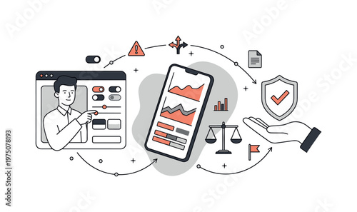 Modern flat illustration of business analytics and security concepts