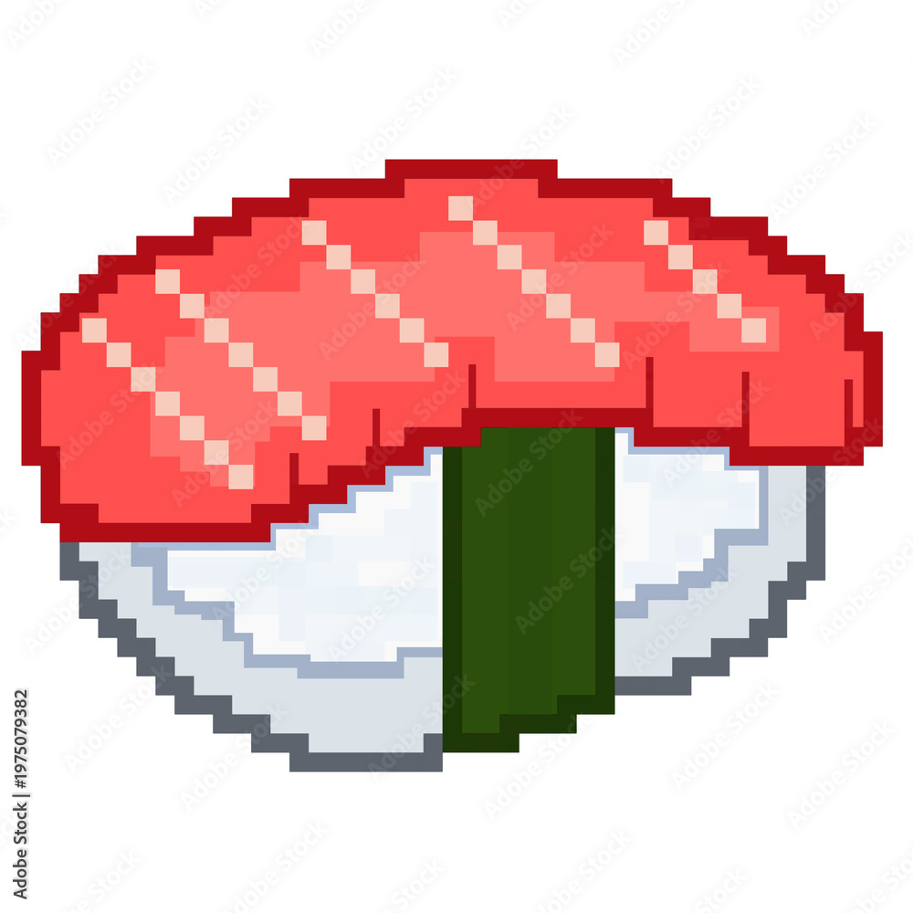 Obraz premium Sushi Pixel Art Icon Japanese Food Illustration