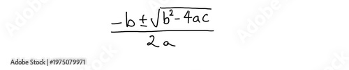 Canvas Print Quadratic formula mathematical equation PNG for algebra education, featuring second-degree polynomial solution with square root and discriminant