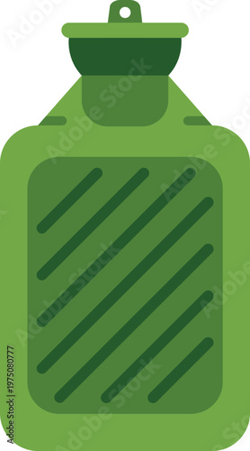 Green hot water bottle on a white background, representing heat therapy