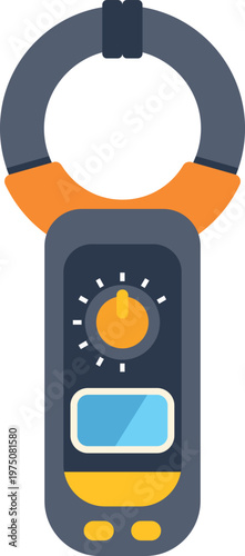 Clamp meter showing measurement of electricity, ampere, and voltage