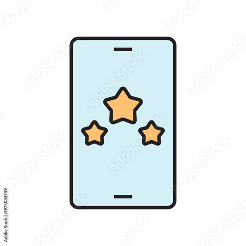 icon. star icon. put a star on a product or service. vector. on a white background. black lines with a colored background. quality rating. set of icons.