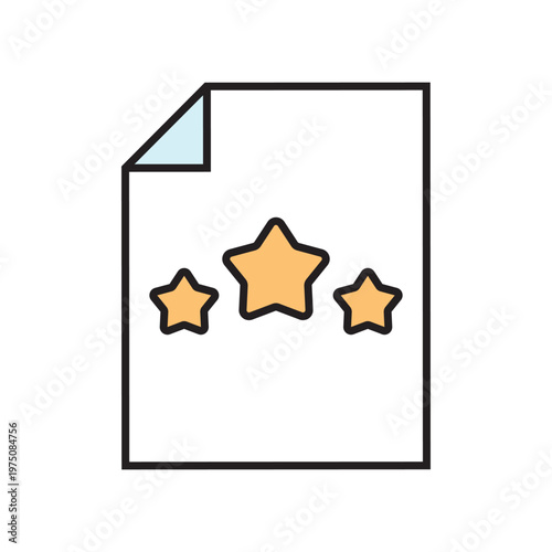 icon. star icon. put a star on a product or service. vector. on a white background. black lines with a colored background. quality rating. set of icons.