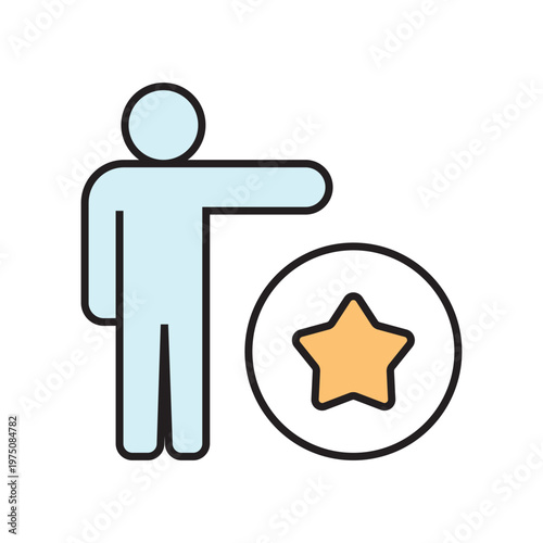 icon. star icon. put a star on a product or service. vector. on a white background. black lines with a colored background. quality rating. set of icons.
