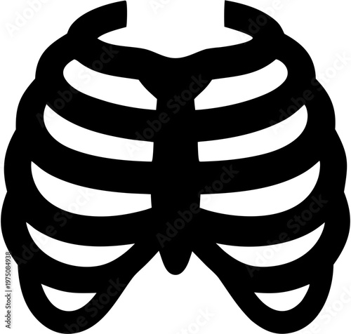 Human Rib Cage Skeleton Bones Silhouette for Thoracic Anatomy