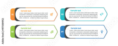 Business infographic design template with 4 options, steps or processes. Can be used for workflow layout, diagram, annual report, web design