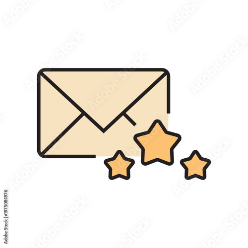 icon. star icon. put a star on a product or service. vector. on a white background. black lines with a colored background. quality rating. set of icons.