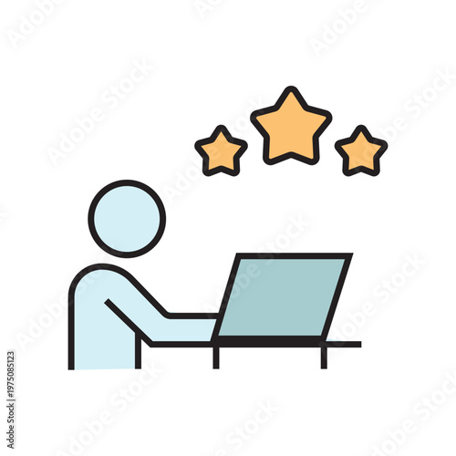 icon. star icon. put a star on a product or service. vector. on a white background. black lines with a colored background. quality rating. set of icons.