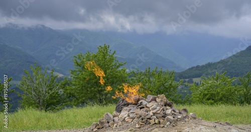 Natural gas spring called Vulcano del Monte Busca, Tredozio, province of Forlì-Cesena, Italy