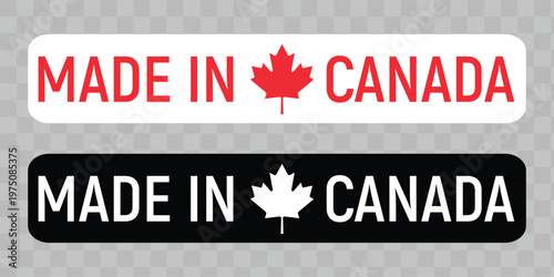 Canadian Maple Leaf Vector Labels  Made in Canada and Fabriqué au Canada Design Set, with transparent background Vector file