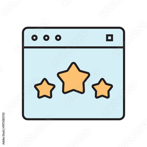 icon. star icon. put a star on a product or service. vector. on a white background. black lines with a colored background. quality rating. set of icons.