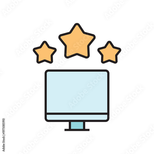 icon. star icon. put a star on a product or service. vector. on a white background. black lines with a colored background. quality rating. set of icons.
