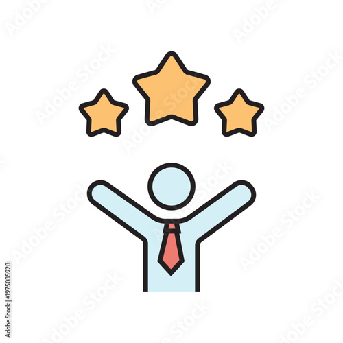 icon. star icon. put a star on a product or service. vector. on a white background. black lines with a colored background. quality rating. set of icons.