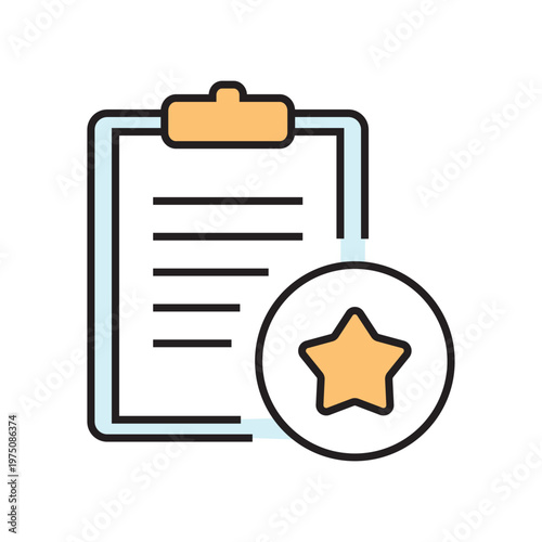 icon. star icon. put a star on a product or service. vector. on a white background. black lines with a colored background. quality rating. set of icons.