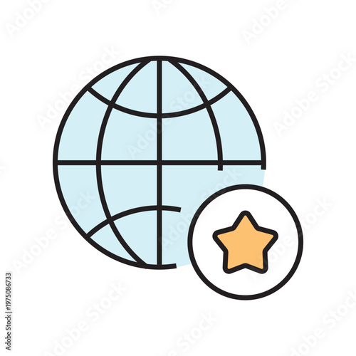 icon. star icon. put a star on a product or service. vector. on a white background. black lines with a colored background. quality rating. set of icons.