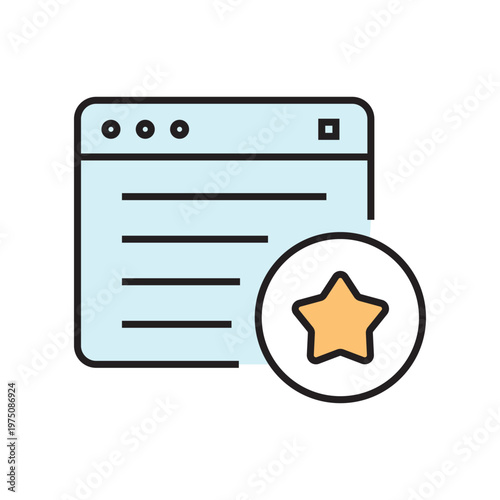 icon. star icon. put a star on a product or service. vector. on a white background. black lines with a colored background. quality rating. set of icons.