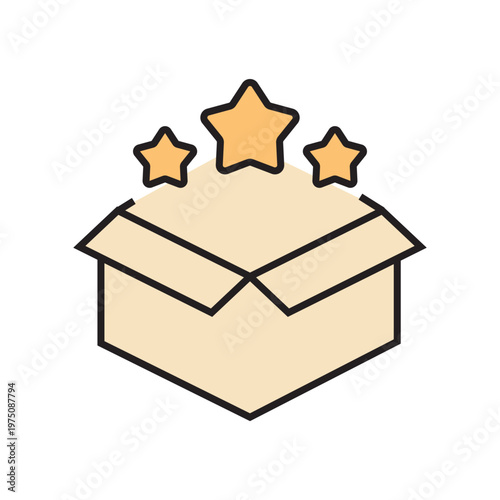 icon. star icon. put a star on a product or service. vector. on a white background. black lines with a colored background. quality rating. set of icons.