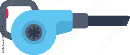 Flat design vector illustration of a garden leaf blower for outdoor cleaning tasks