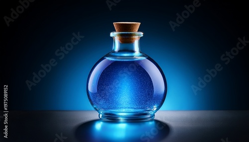 Blue Glowing Magic Potion Isolated On Transparent Background