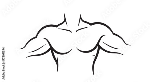 A black and white illustration of two muscular arms flexing their biceps in a powerful pose
