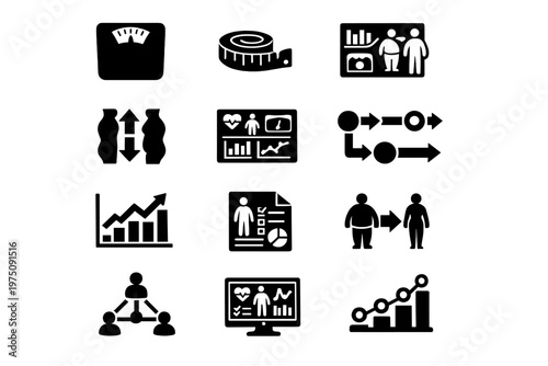 Document generation vector metrics progress icon chart monitoring symbol body measurement simple