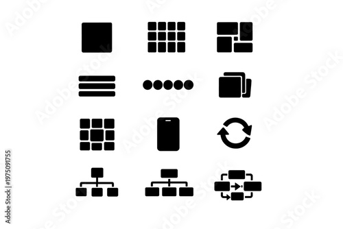 Diagram layout icon post squares simple grid vector blocks row image generation