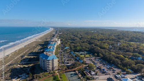 Aerial shot of a gorgeous landscape at the beach in Amelia Island Florida USA