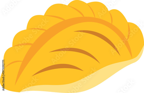 Bright yellow dumpling illustration with smooth curves and folded pastry detailing