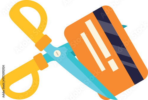 Illustration symbolizing debt freedom and financial independence through cutting a credit card