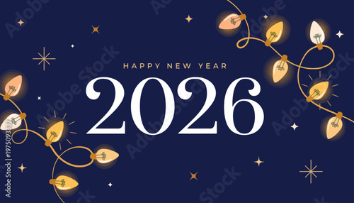 New Year 2026 celebration with festive lights and decorations