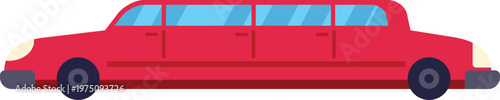 Stylish red limousine illustration representing luxury travel and exclusive service