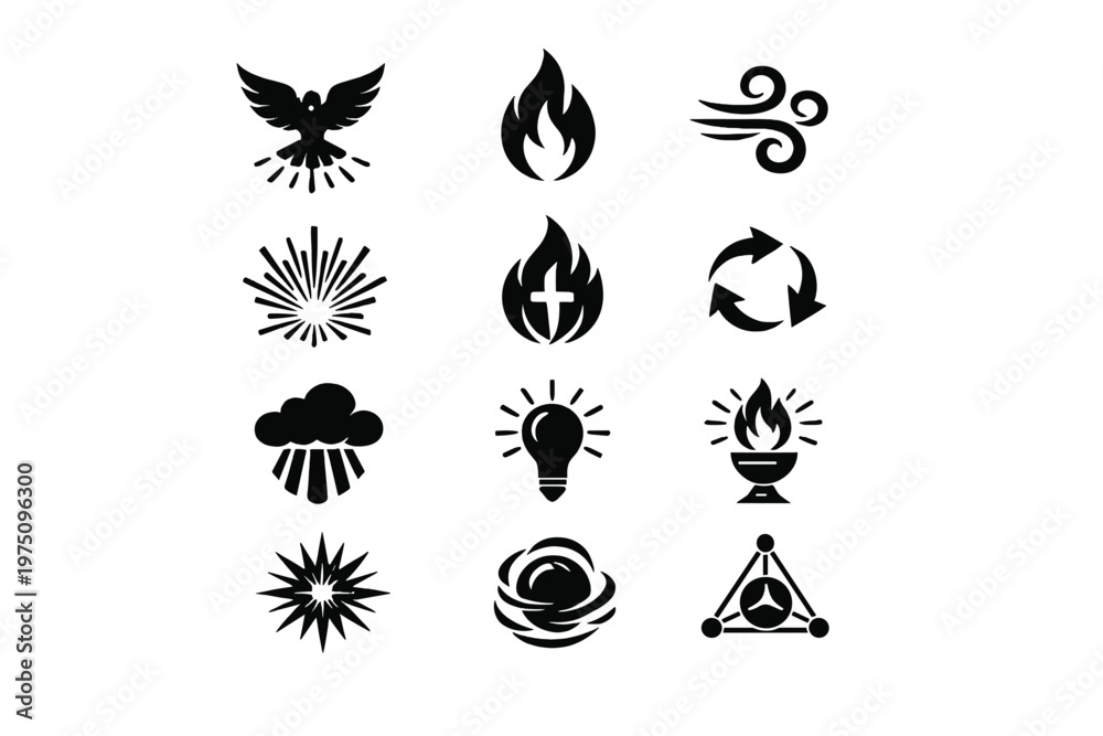 Obraz premium Generation fire flame icon diagram inspiration dove simple symbol image vector light