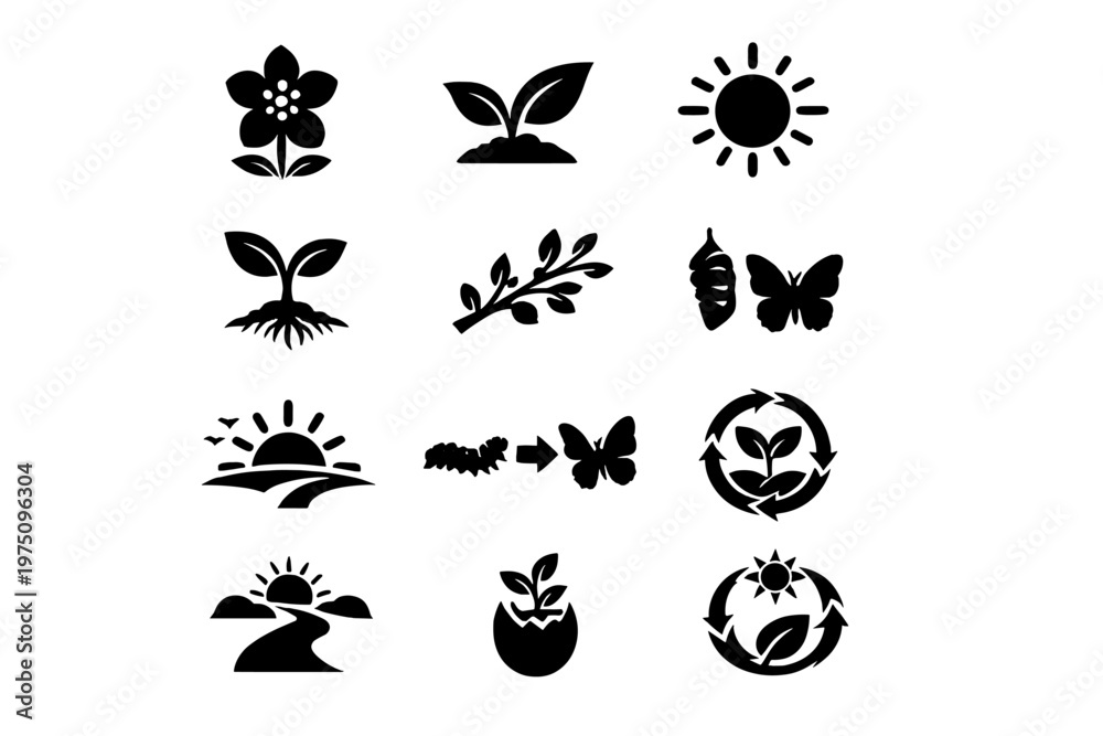 Obraz premium Diagram image symbol new season vector depicting icons blossom rebirth generation simple