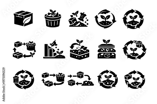 Arrows workflow compost simple bin analytics generation compostable vector image symbol icon