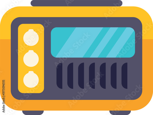 Bright flat design of a yellow electric toaster oven with modern minimalist style