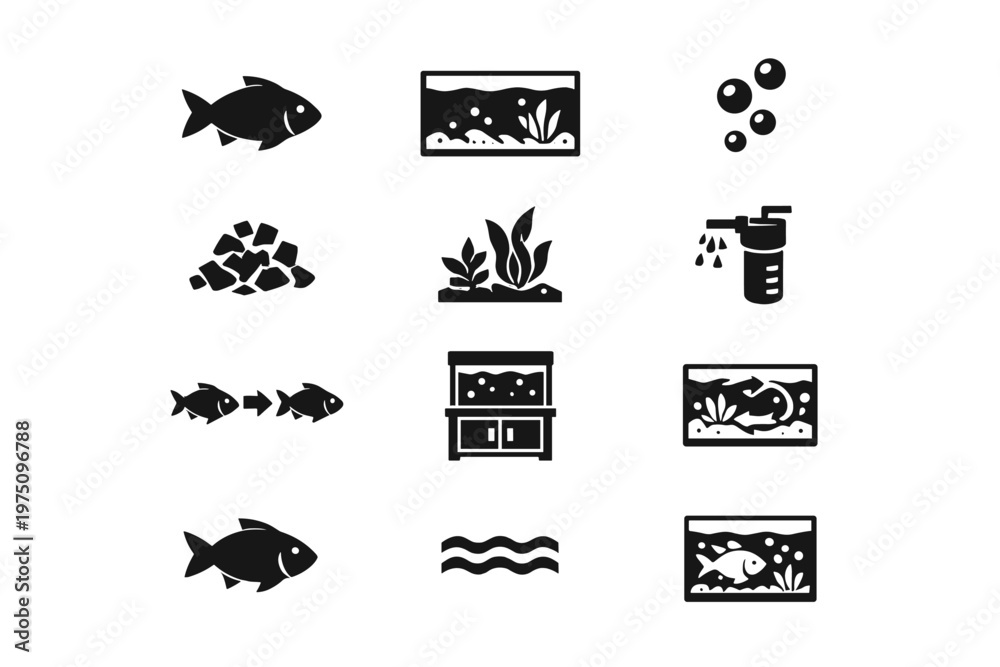 Fototapeta premium Icon food vector icons symbol bubbles image depicting structure simple aquarium workflow