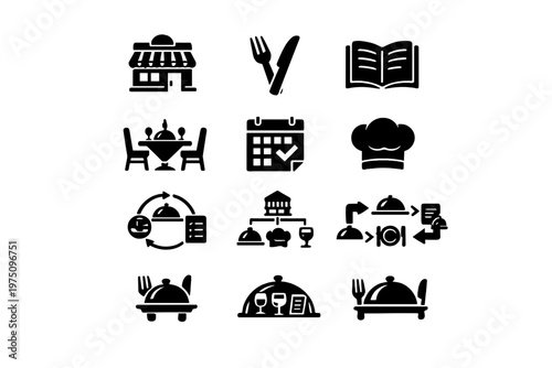 Vector icon simple dining structure service restaurant image generation reservation diagram food