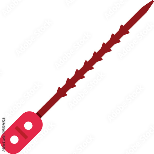 Flat vector illustration of a red endodontic file used for root canal dental treatment