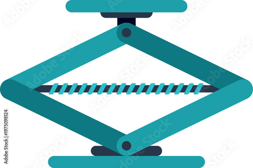 Detailed illustration of a mechanical scissor jack used for lifting and support equipment