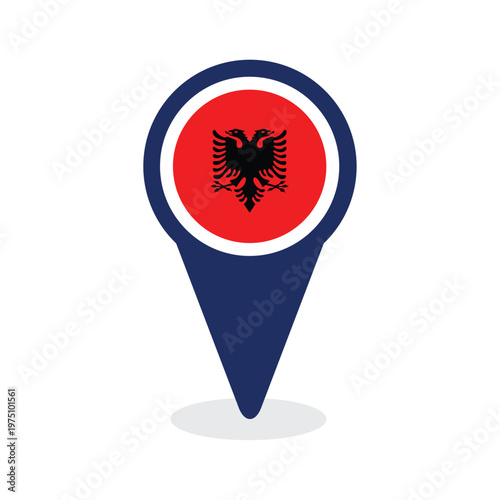 Map Pointer with albania Flag