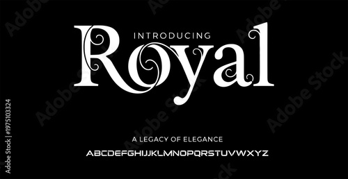 Tableau sur toile Introducing the elegant Royal font on a sleek black background with white text