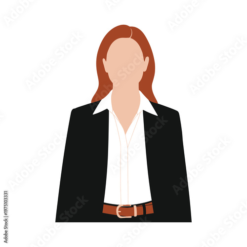 Professional woman dressed in business attire with a belt and blazer