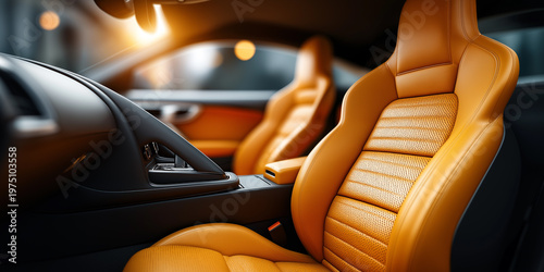 Luxury Sports Car Interior with Premium Leather Seats | Automotive Design Concept